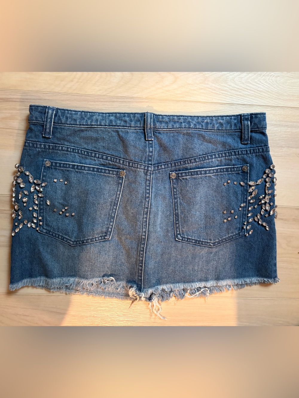 Embellished Dark Blue Denim Mini Skirt - Picture 2 of 6